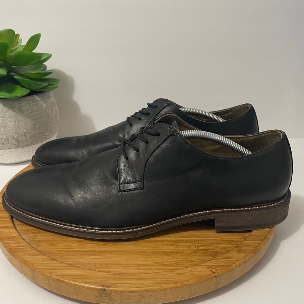 Ashton Grey Grenasien Leather Oxford Black Lace-Up Flat Heel Dress Shoes Size 12